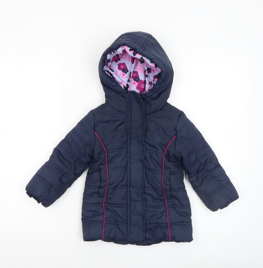 Girls UK Size 2 Years Hatley Blue Puffer Jacket
