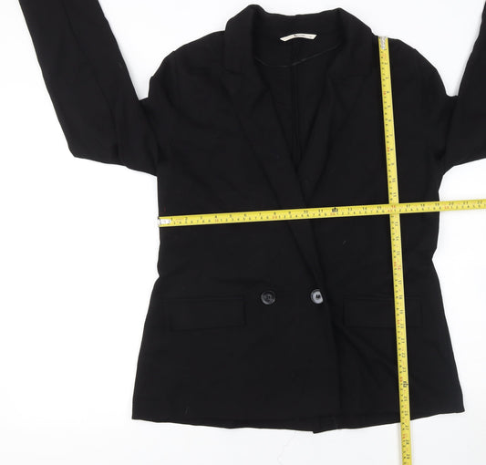 Tu Women Black Size 12 Double-Breasted Suit Blazer Jacket