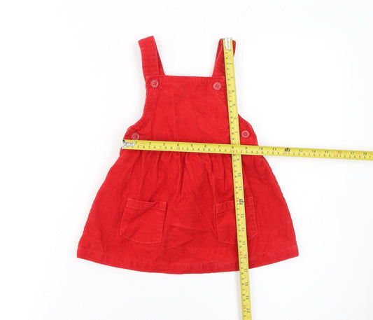 Dunnes Stores Girls Red Corduroy Pinafore Dress 9-12 Months