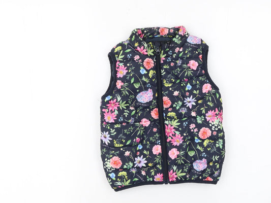 Name It Girls Multicoloured Floral Puffer Waistcoat Gilet 2 Years