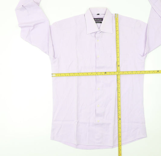 Benetti Men's Purple Striped Long Sleeve Cotton Blend Button-Up Shirt Size 16