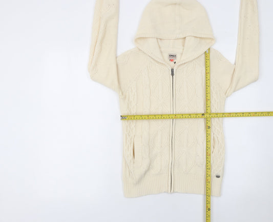 Womens UK Size M Only Ivory Full Zip Jumper