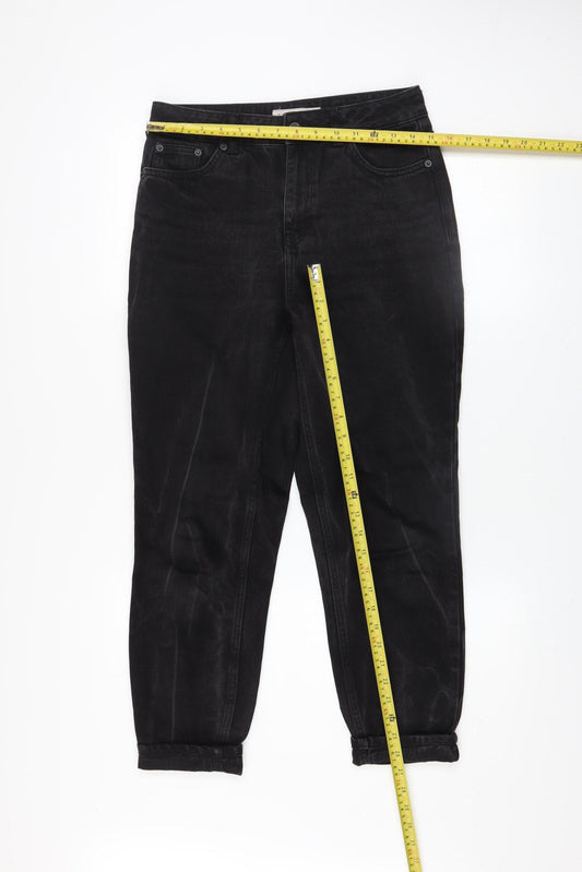 Womens UK Size 10 Topshop Regular Fit Mom Black Jeans
