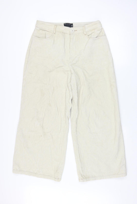 Womens UK Size 10 ASOS DESIGN Regular Fit Wide-Leg Beige Trousers