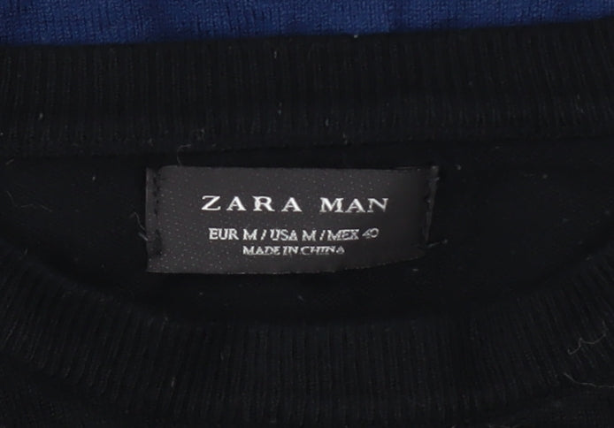 Mens UK Size M Zara Man Blue Pullover Jumper