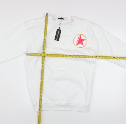 Womens UK Size S PRETTYLITTLETHING White Pullover Sweatshirt