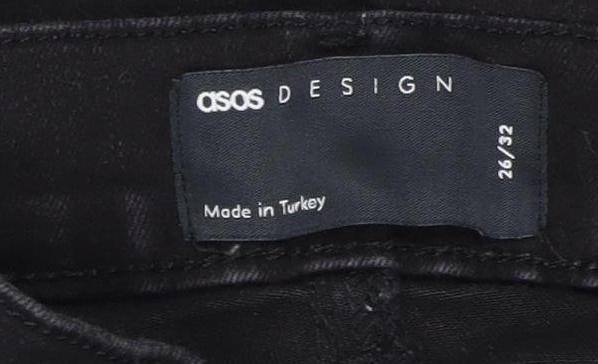 Womens UK Size 26 ASOS Design Slim Fit Flared Black Jeans