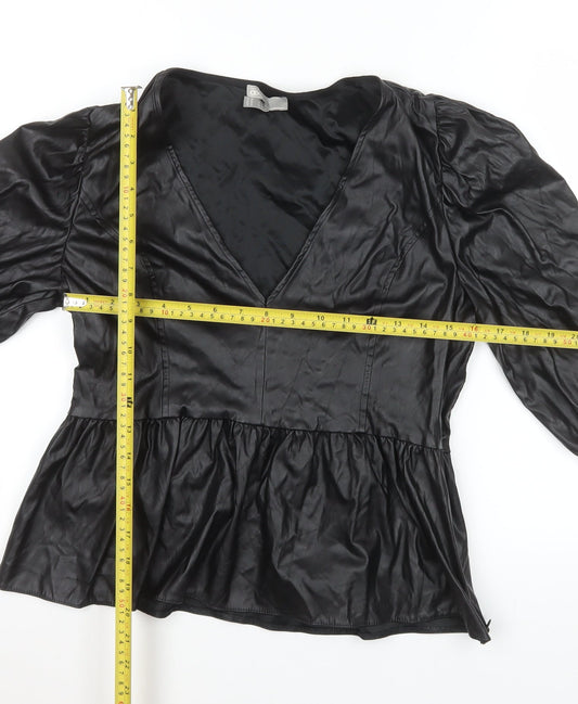 Womens UK Size 14 ASOS Black Tunic Blouse