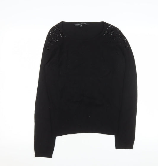 Womens UK Size 12 Betty Jackson Black Black Basic Blouse