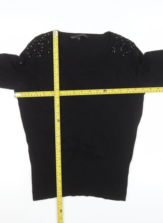 Womens UK Size 12 Betty Jackson Black Black Basic Blouse