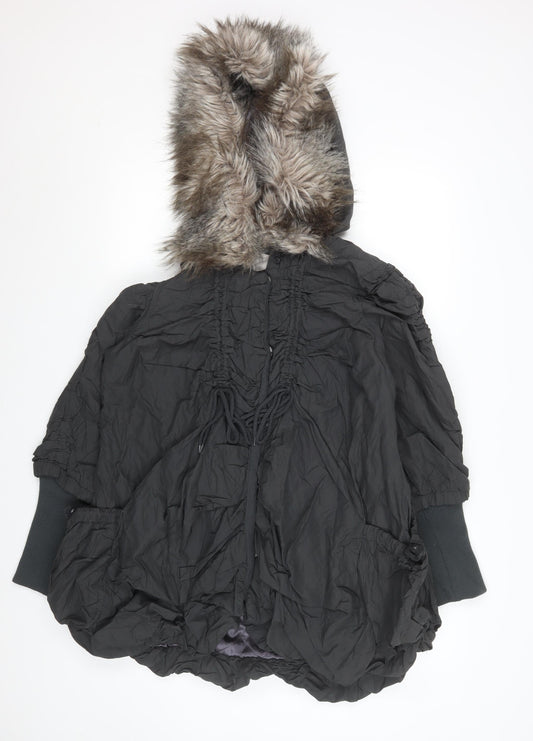 Womens UK Size 10 River Island Black Parka Coat