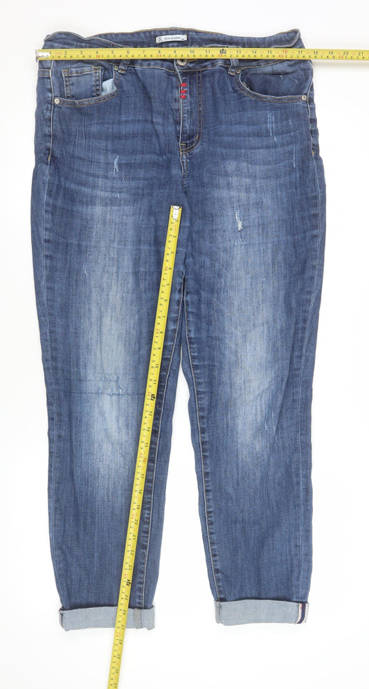 Mens UK Size L Blue Shadow Regular Fit Straight Blue Jeans