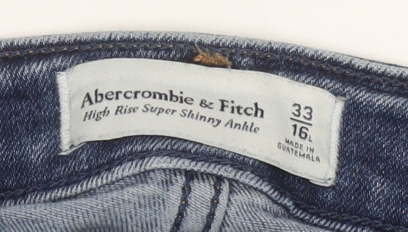 Womens UK Size 16L Abercrombie & Fitch Slim Fit Ankle Blue Jeans