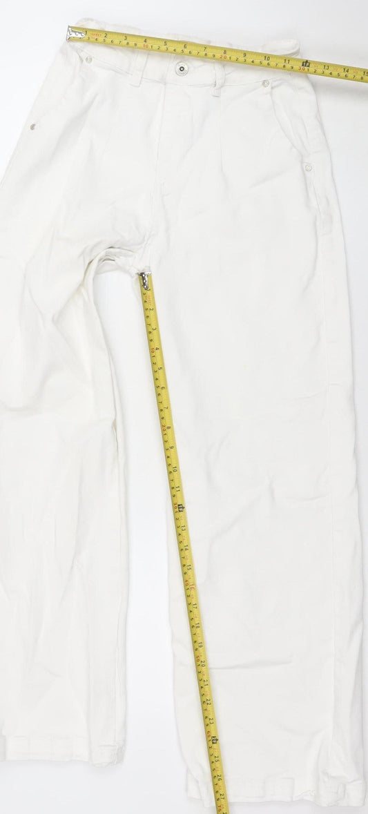 Womens UK Size 9 Zara Regular Fit Straight White Jeans