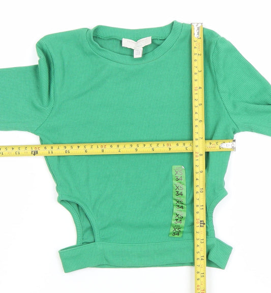 Teens UK Size XS Pull & Bear Green Cropped T-Shirt