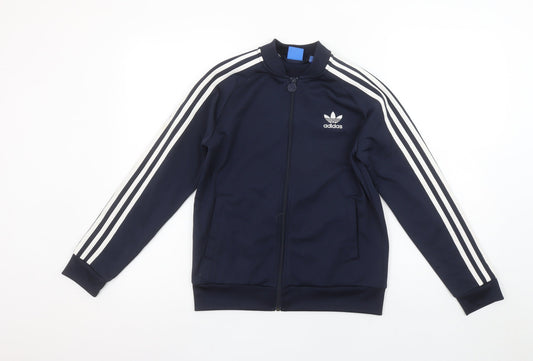 Additional front view of adidas boys’ blue full zip sweatshirt 11-12 years sports logo jacket