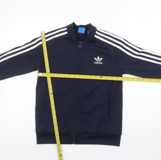 adidas Boys Blue Full Zip Sweatshirt 11-12 Years Sports Logo Jacket