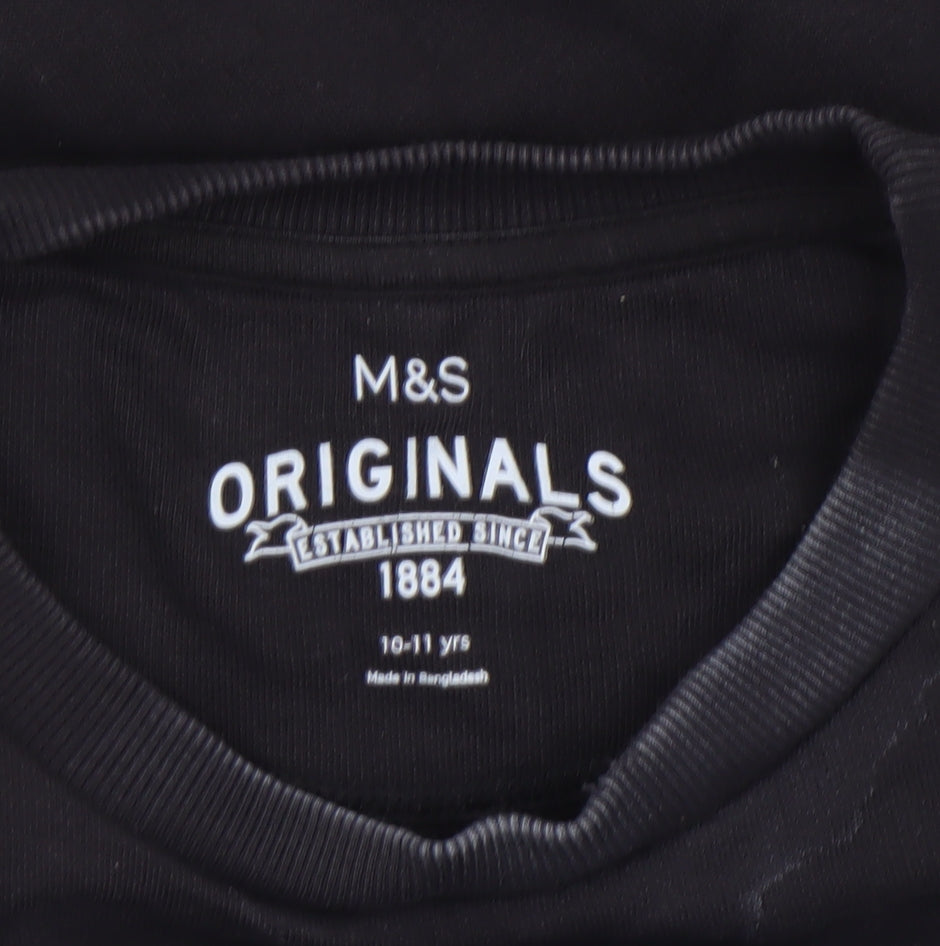 Marks and Spencer Boys Black NASA Logo Pullover Sweatshirt 10-11 Years
