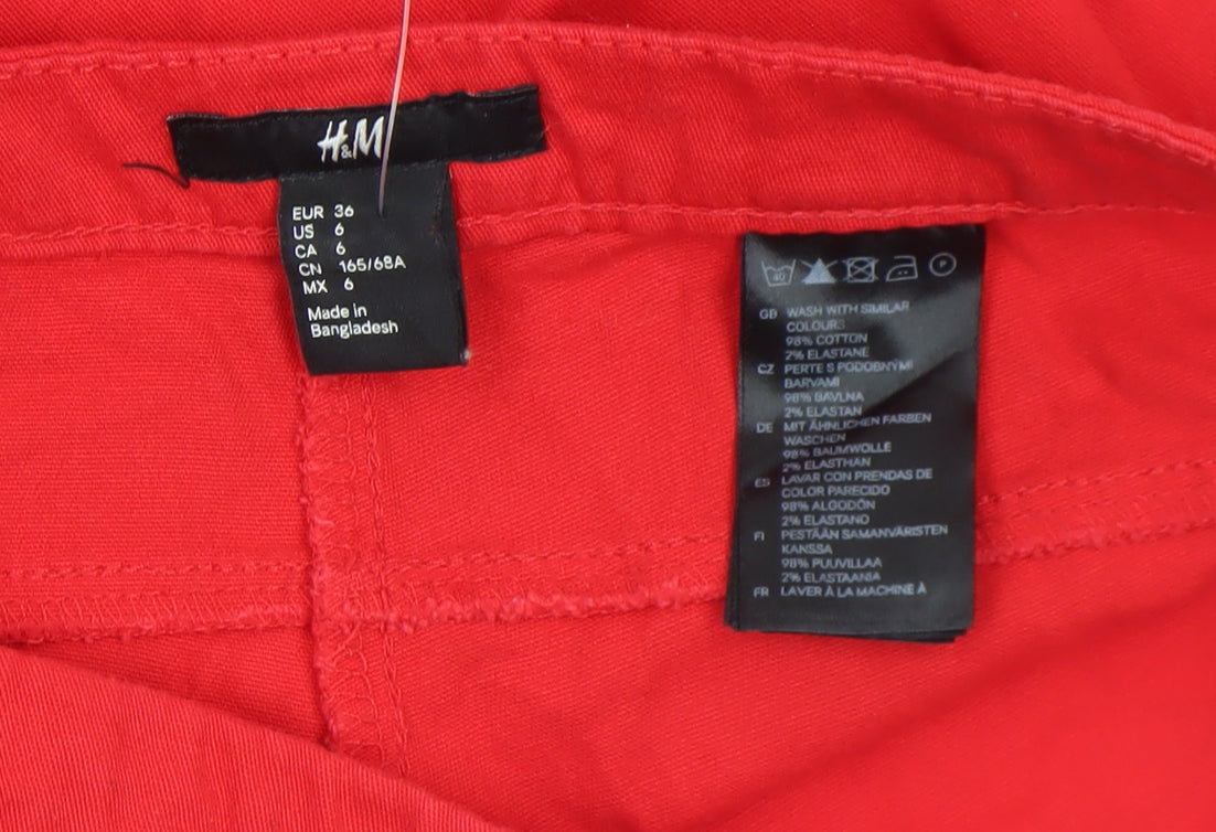 Womens UK Size 8 H&M Slim Fit Casual Travel Red Trousers