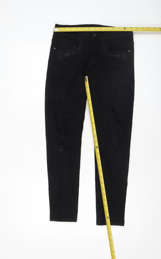 Womens UK Size 8 DANBIKE Slim Fit Skinny Black Jeans