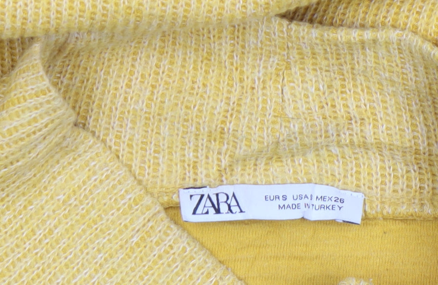 Womens UK Size 8 Zara Yellow Cropped Blouse