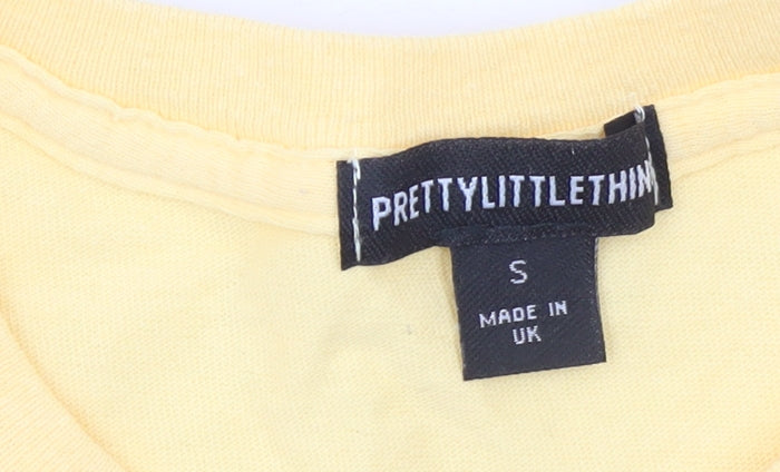 Womens UK Size S PRETTYLITTLETHING Yellow Basic T-Shirt