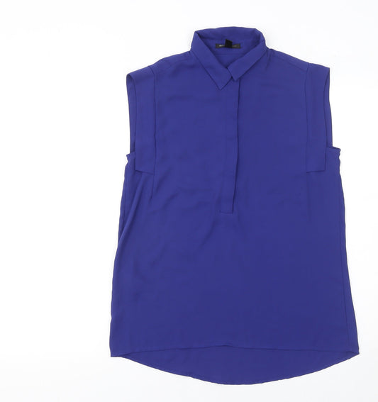 Womens UK Size S Mango Blue Basic Blouse