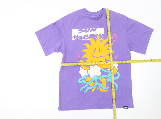 Mens UK Size S Pull & Bear Purple T-Shirt