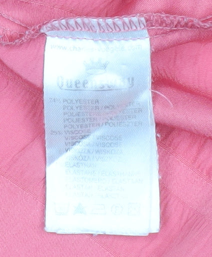 Womens UK Size 14 Queensway Pink Basic Button-Up
