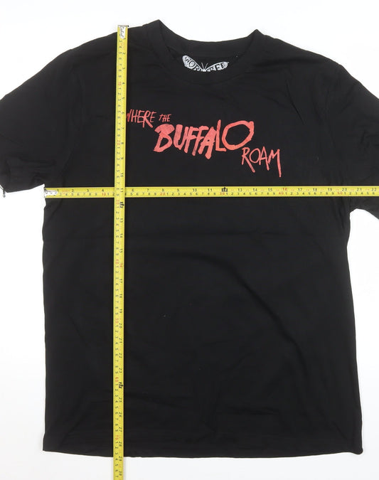 Mens UK Size L Worn Free Black T-Shirt