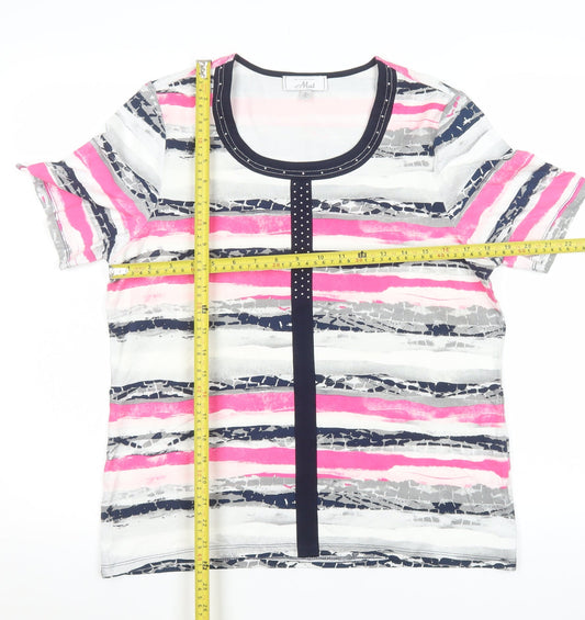 Womens UK Size L Les Collections Mat Multicoloured Basic T-Shirt