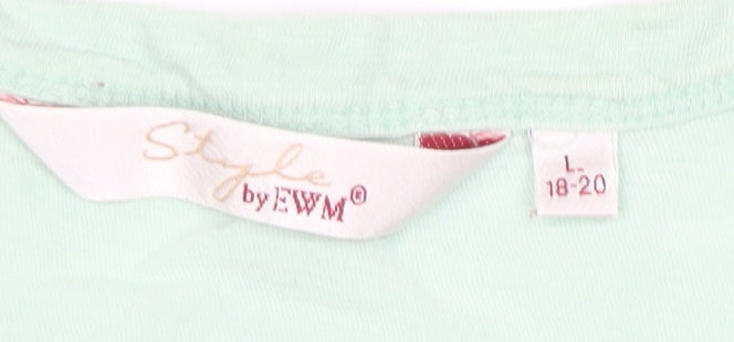 Womens UK Size 18-20 Style by EWM Green Basic T-Shirt
