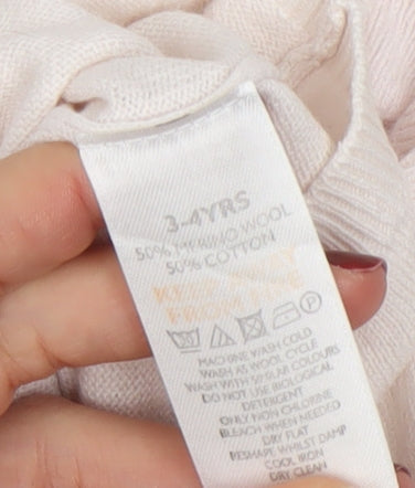 Girls UK Size 3-4 Years The Little White Company Pink Cardigan Jumper