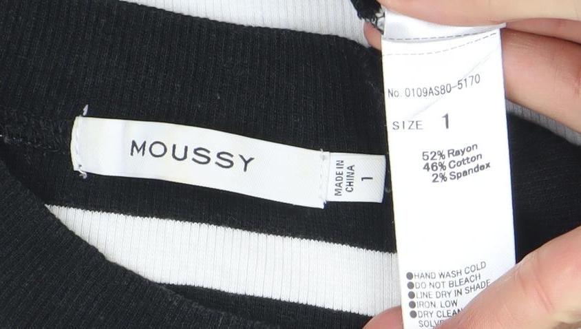 Womens UK Size S MOUSSY Black Basic T-Shirt