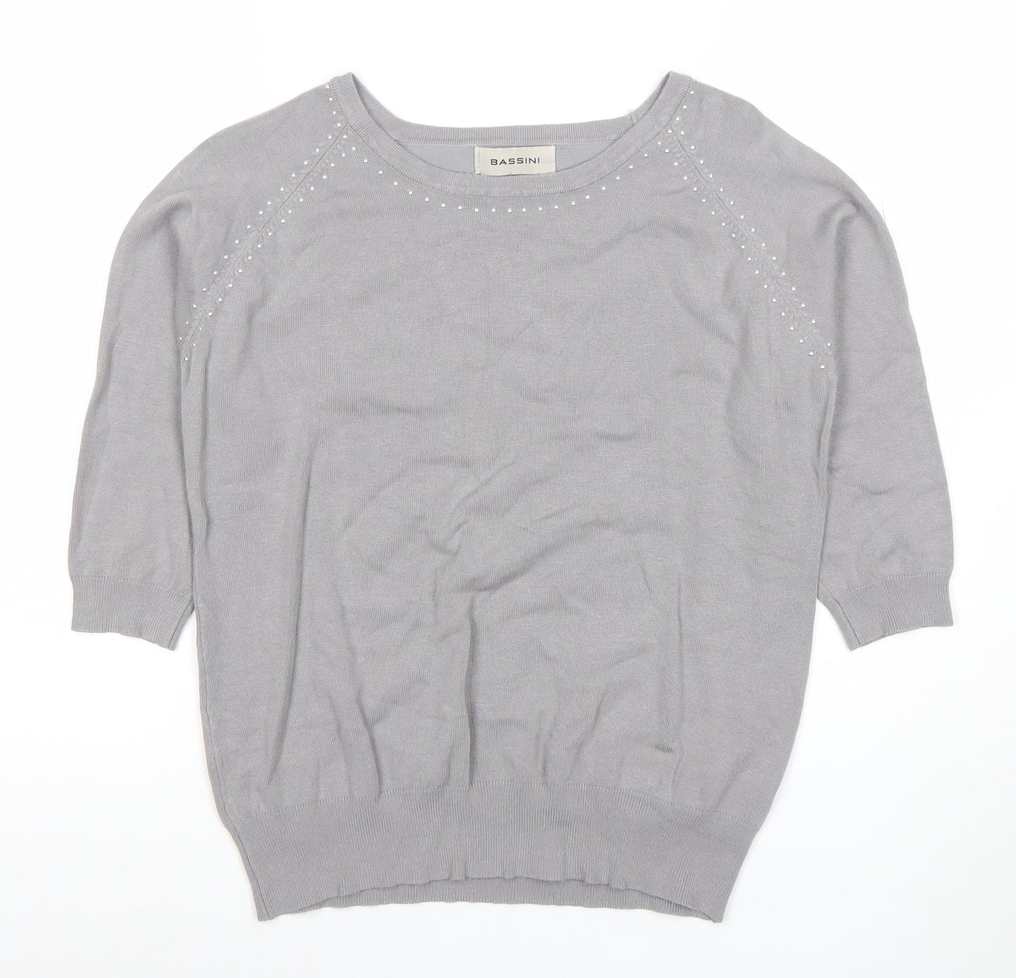 Womens UK Size M/L BASSINI Grey Basic Blouse