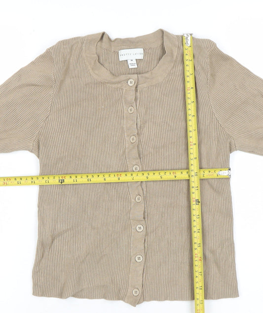 Womens UK Size M Pretty Lavish Beige Cardigan Jumper