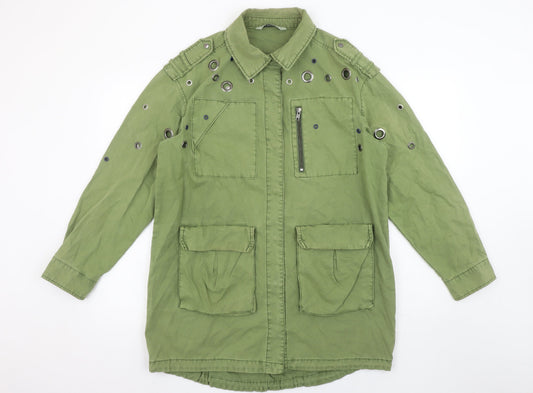Womens UK Size XS Zara Green Military Jacket