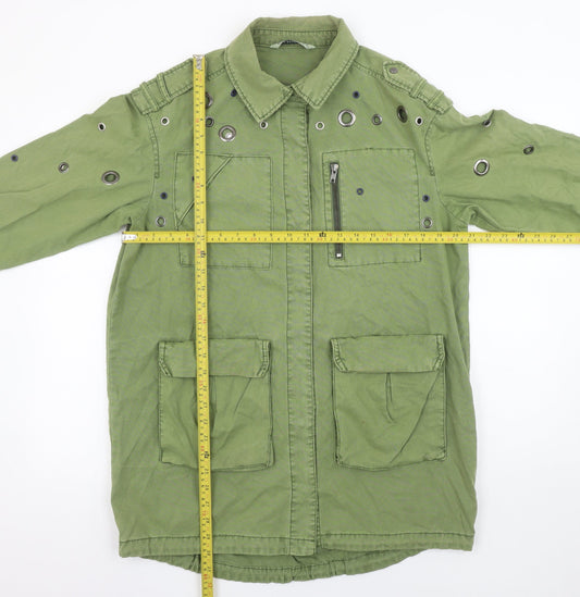 Womens UK Size XS Zara Green Military Jacket