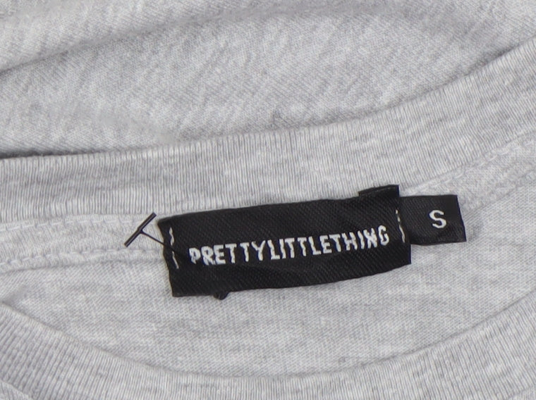 Womens UK Size S PRETTYLITTLETHING Grey Basic T-Shirt