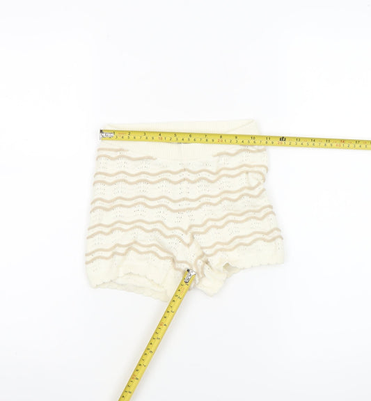 H&M Girls Ivory Knit Cotton Shorts 4-6 Years Casual Lightweight Summer