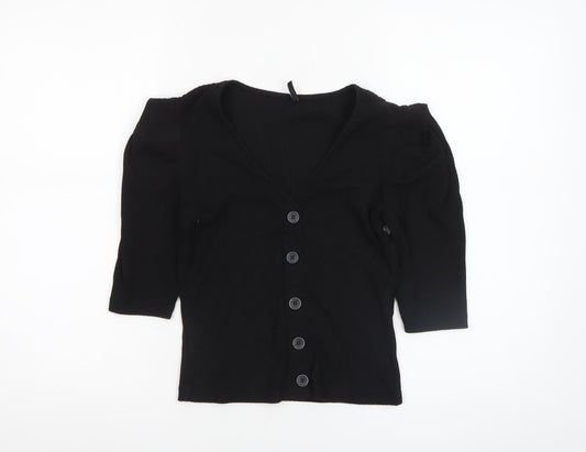 Womens UK Size XS Only Black Basic Button-Up