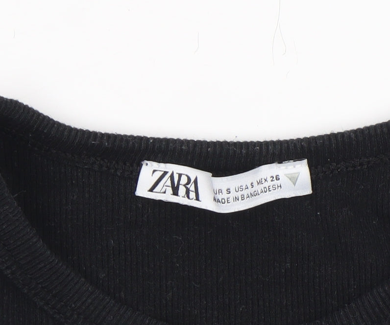 Womens UK Size S Zara Black Cropped Tank