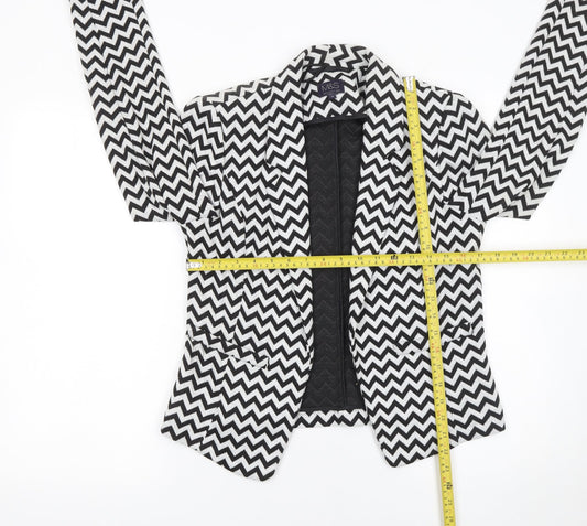 Marks and Spencer Women’s Black White Chevron Blazer Size 12