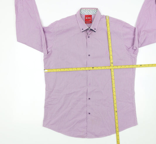 6th Sense Men's Purple Check Egyptian Cotton Long Sleeve Button-Up Shirt 2XL