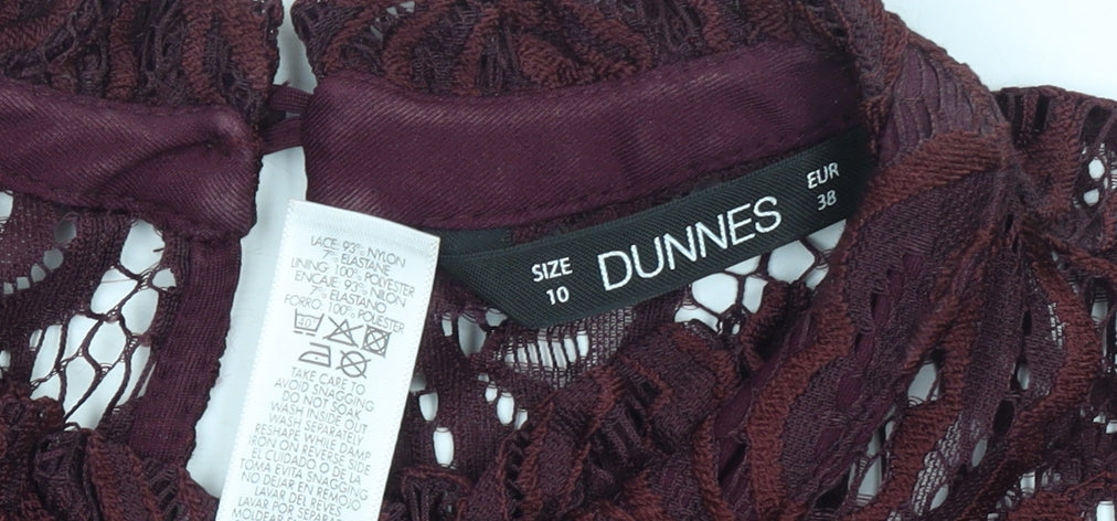 Womens UK Size 10 Dunnes Brown Lace Blouse