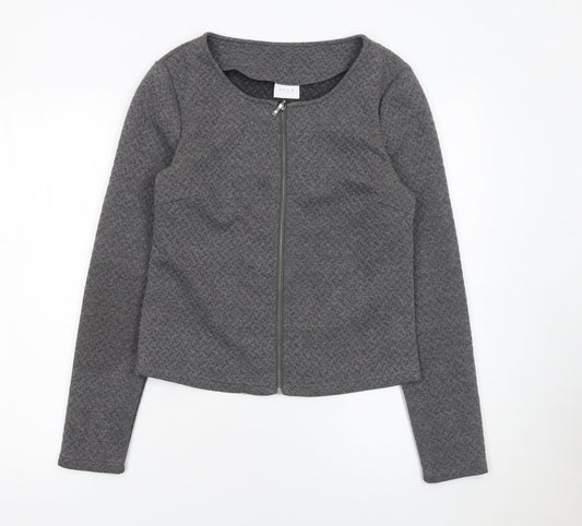 VILA Women Grey Knit Zip Basic Jacket Size S