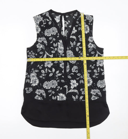 Next Women’s Black Floral Sleeveless Tunic Blouse Size 10