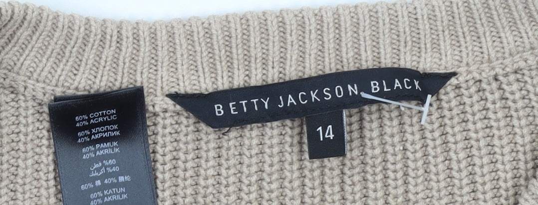 Womens UK Size 14 Betty Jackson Black Beige Pullover Jumper