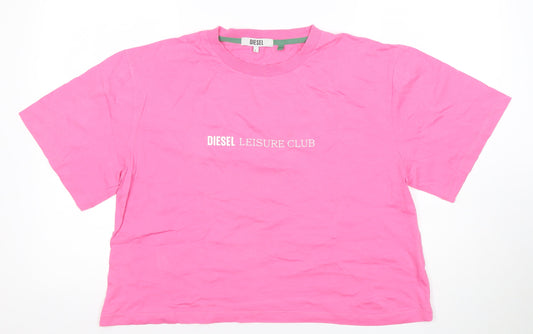 Womens UK Size L Diesel Pink Basic T-Shirt