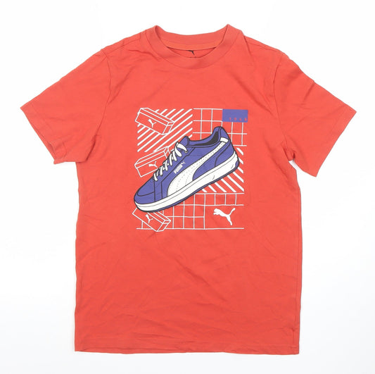 Boys UK Size 13-14 Years PUMA Orange Basic Pullover T-Shirt